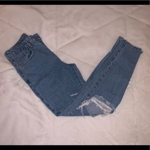 High waisted blue mom jeans